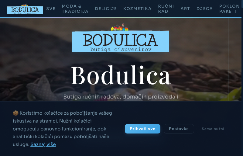 Web shop Bodulica Premium Butiga — proizvodi i košarica